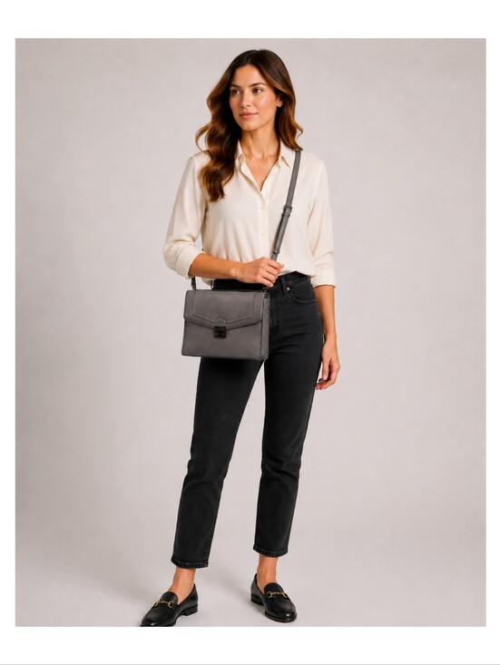 Frye Handbags - FRYE‎ Alex Flap Shoulder Convertible Crossbody Bag Shadow Grey Leather Push Lock